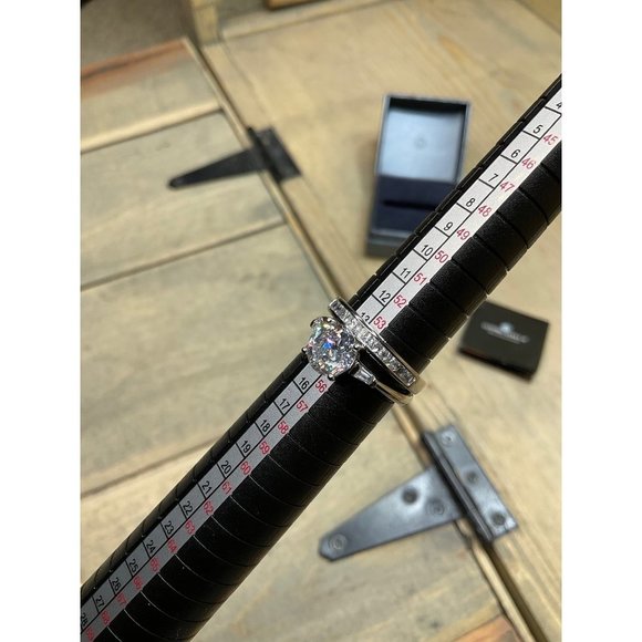 SZ 7 Lustro Stella Sterling Silver Bridal Set Rings 925  Large Stone - Picture 8 of 9